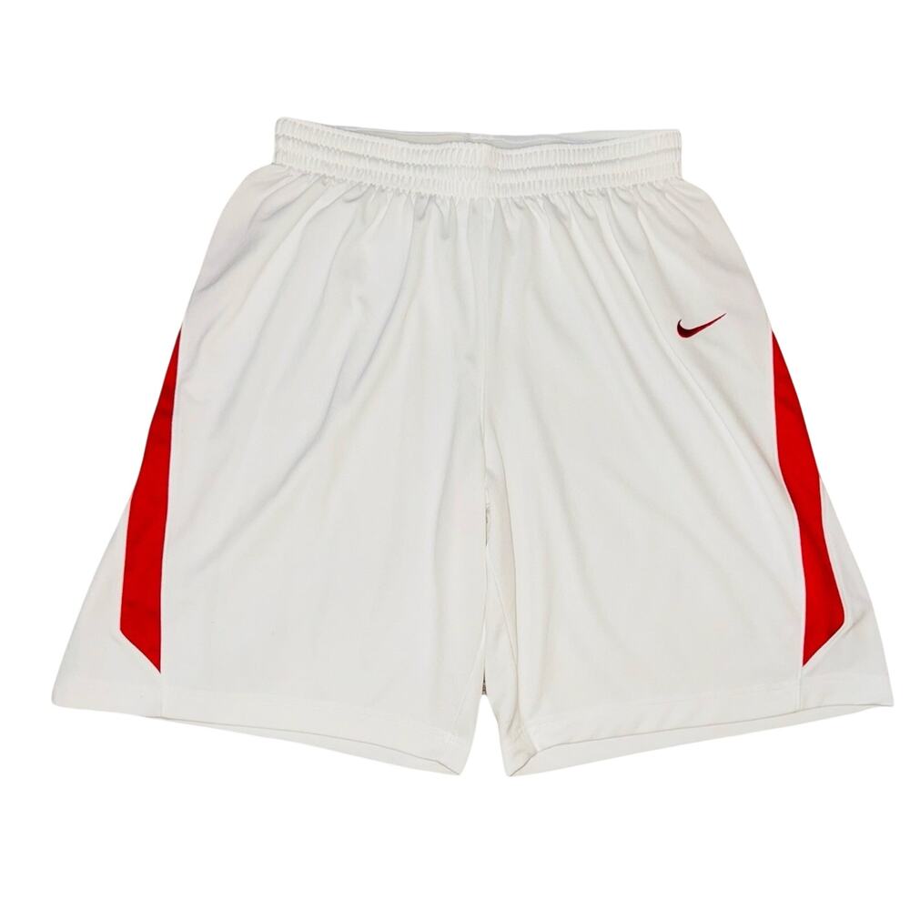 NWOT Nike Dri-FIT Women's Medium‎ Basketball 9” Shorts White Red Athlete 554701